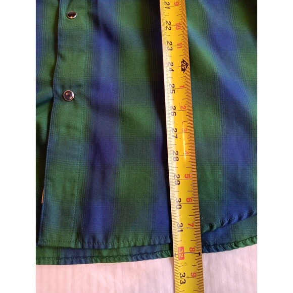 DIXXON Tahoe Men’s Snap Shirt Green Blue Plaid Bamboo Blend LT - Picture 9 of 9